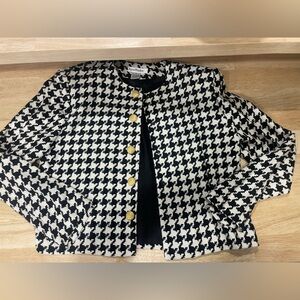 Ann Taylor Black and White Houndstooth Blazer